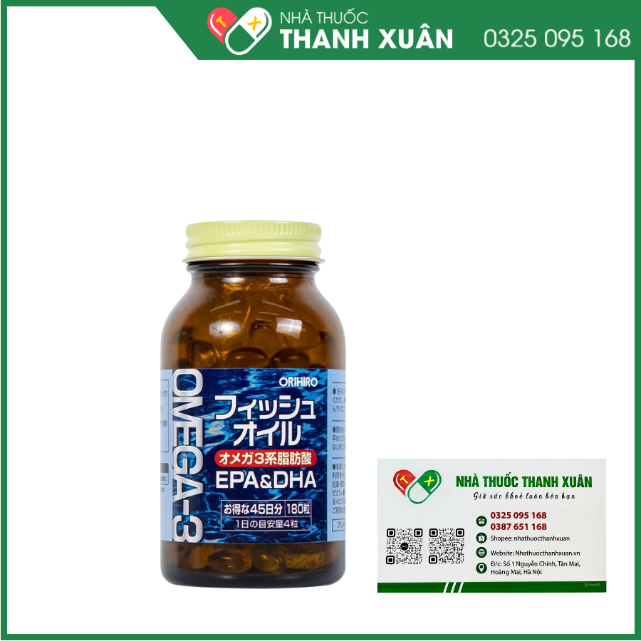 Viên uống Omega 3 Orihiro Fish Oil hỗ trợ bổ sung DHA&amp;EPA